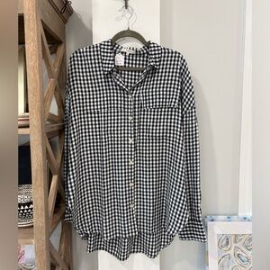 Tibi Navy and White Gingham Button-Front Shirt